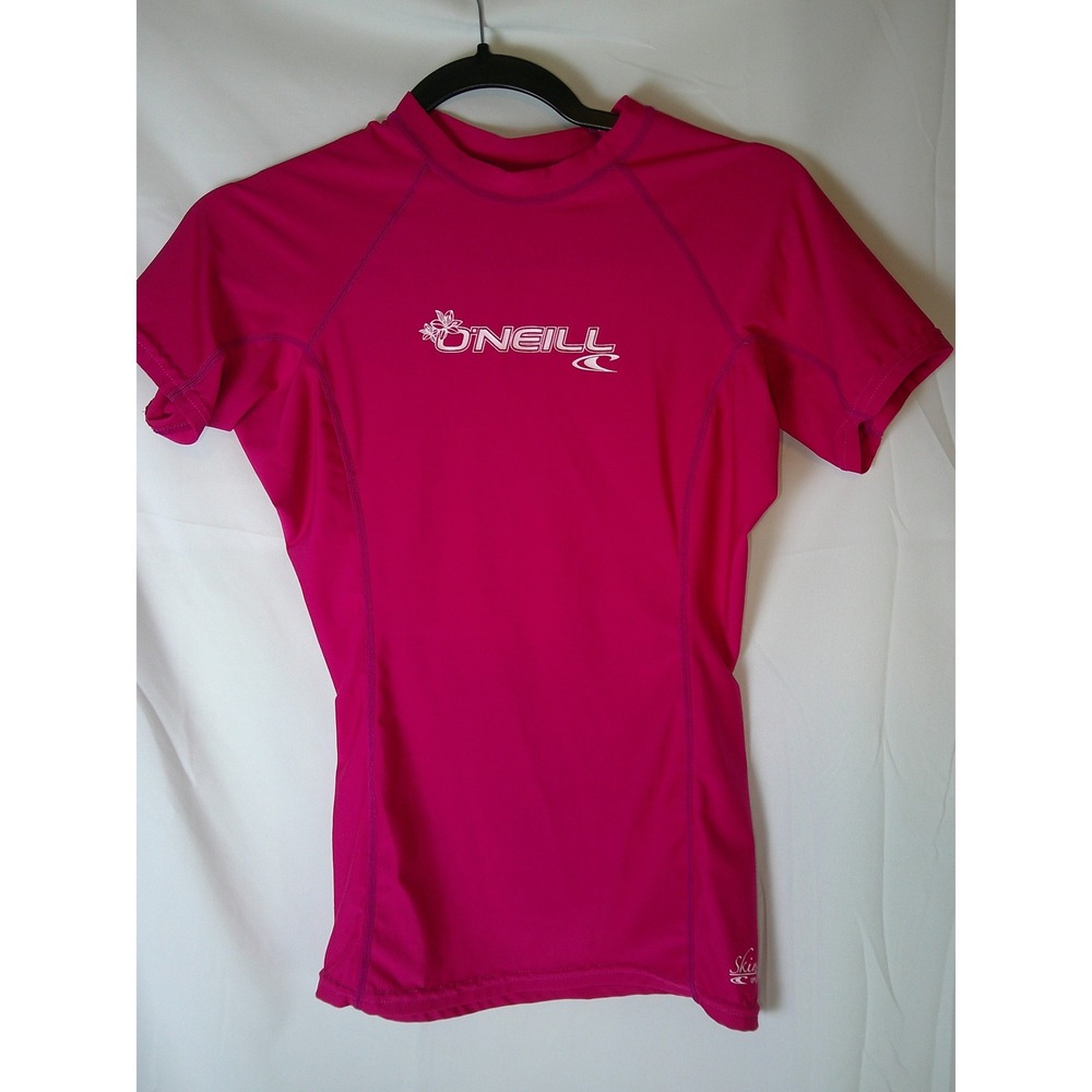 ONeill Womens Skins Short Sleeve Rash Guard Pink‎ Sun Protection Swim Shirt L